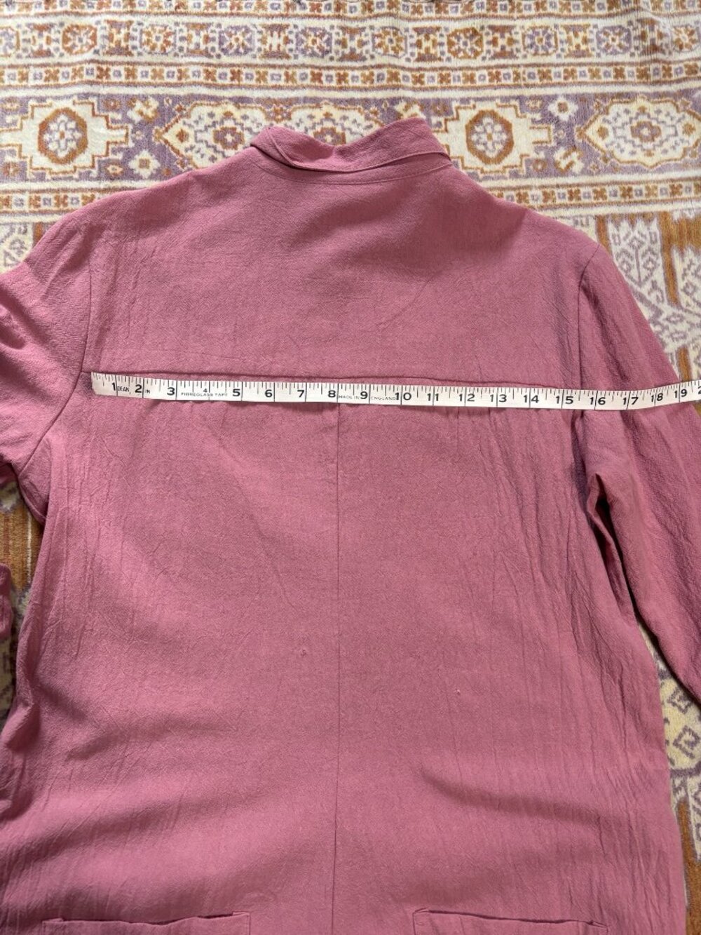 Dusty Rose Linen Jumpsuit • Button Front • Long Sleeve • Utility Style - Picture 6 of 10